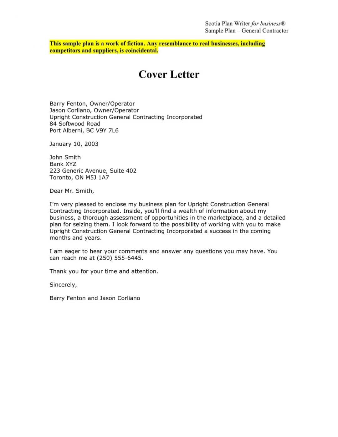 Cover Letter For Business Proposal Examples