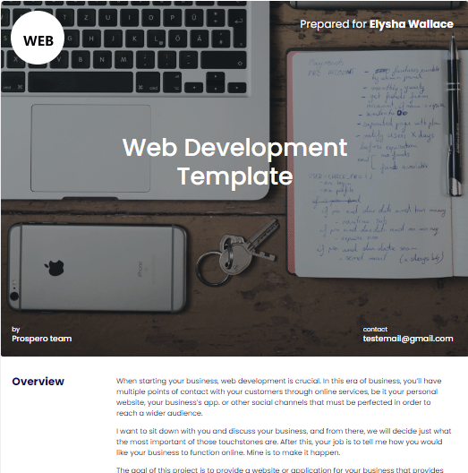 cover letter for website development proposal
