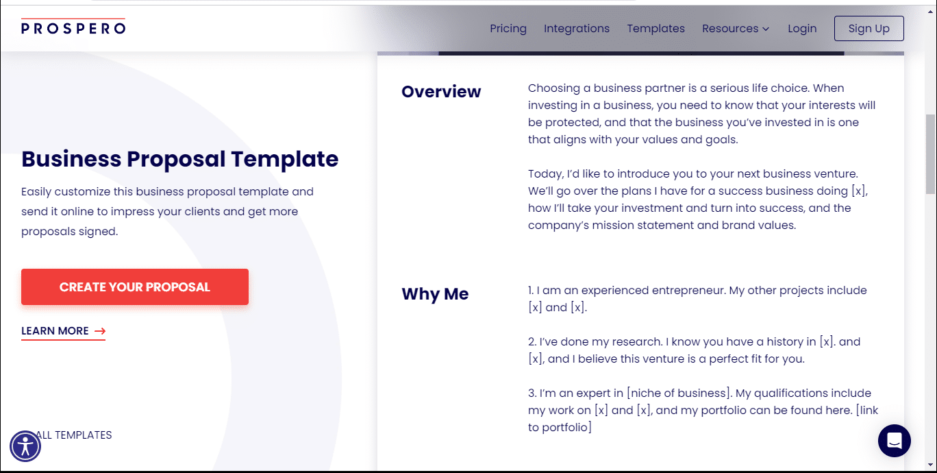 Proposal templates prospero