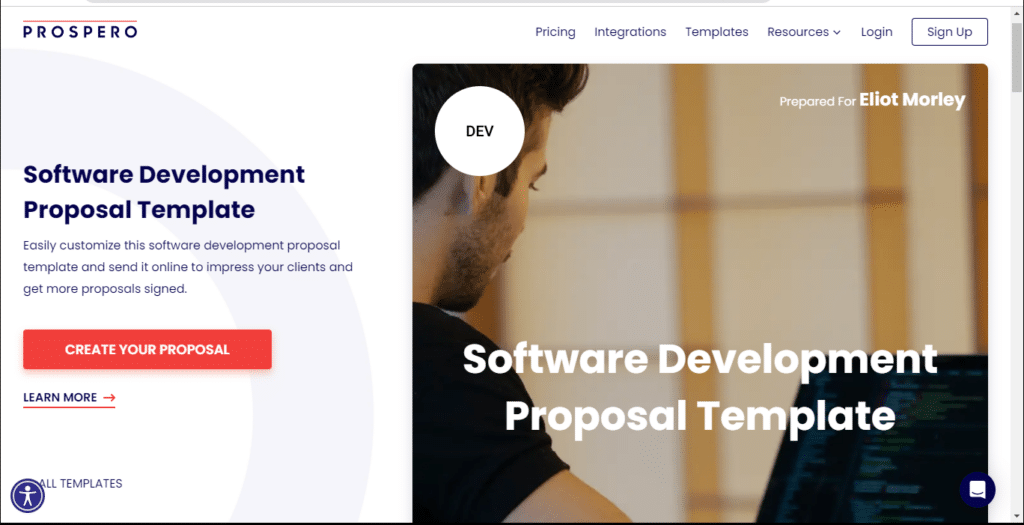 Prospero software development proposal template
