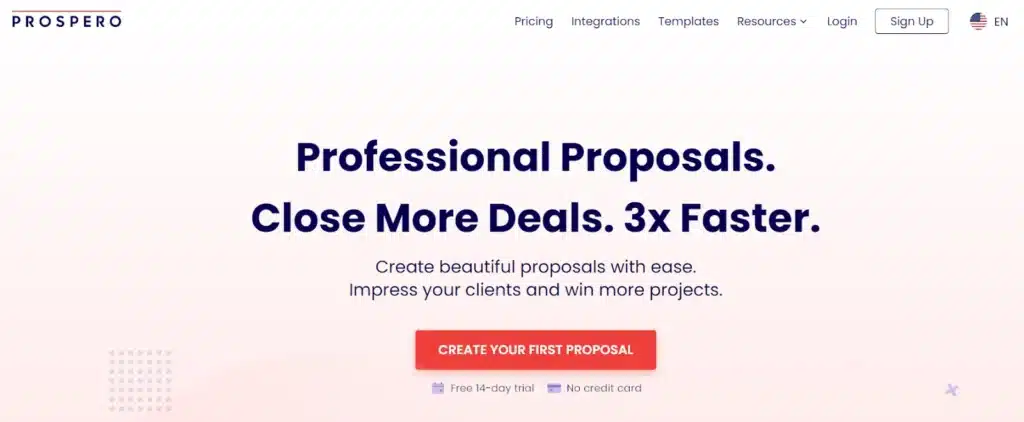 Prospero business proposal software