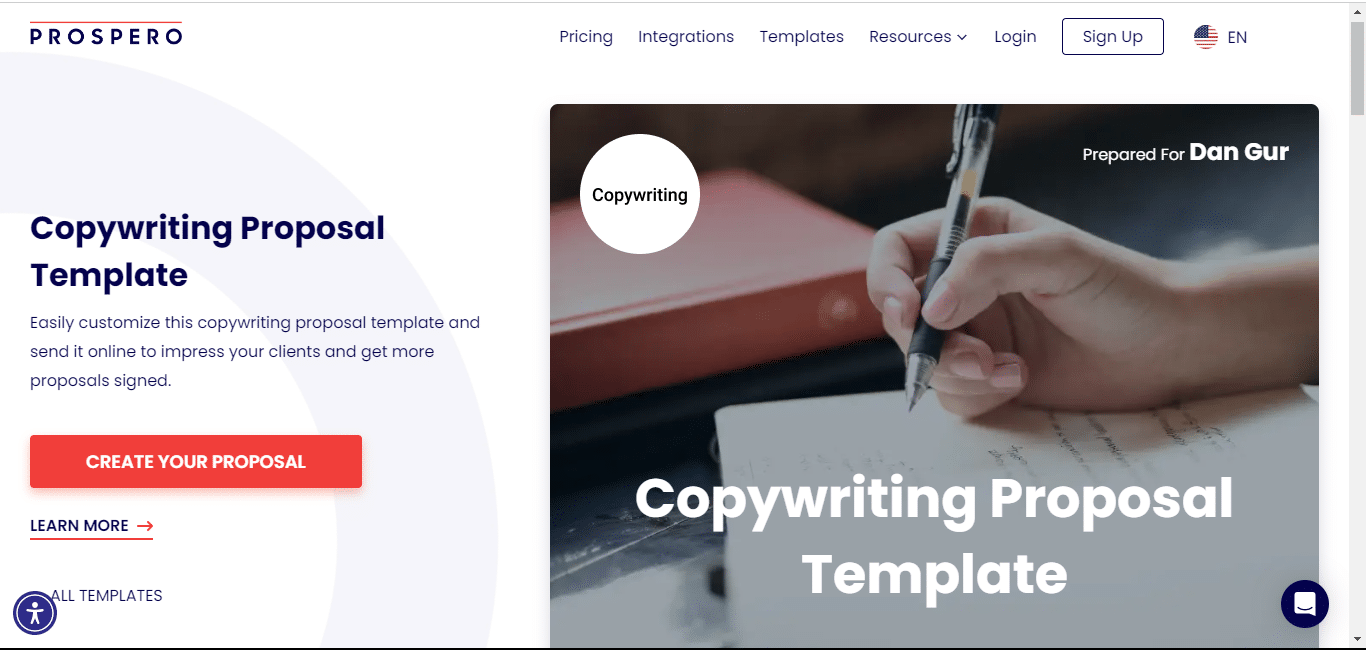 Prospero Copywriting proposal template