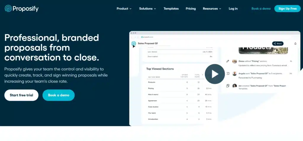 Proposify proposals an alternative to Pandadoc
