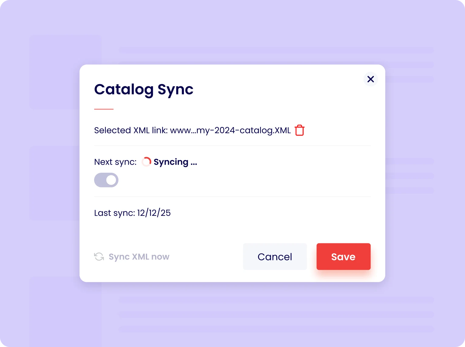 XML Sync for real-time product updates